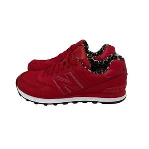 New Balance Shoes 574 Red Leopard Trim Sneakers Size Women's 10